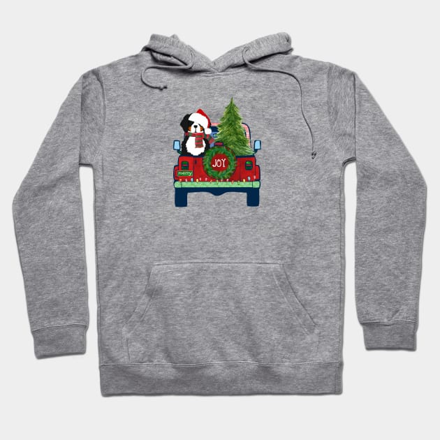 Cute Bernese Mt Dog Christmas Jeep Hoodie by EMR_Designs